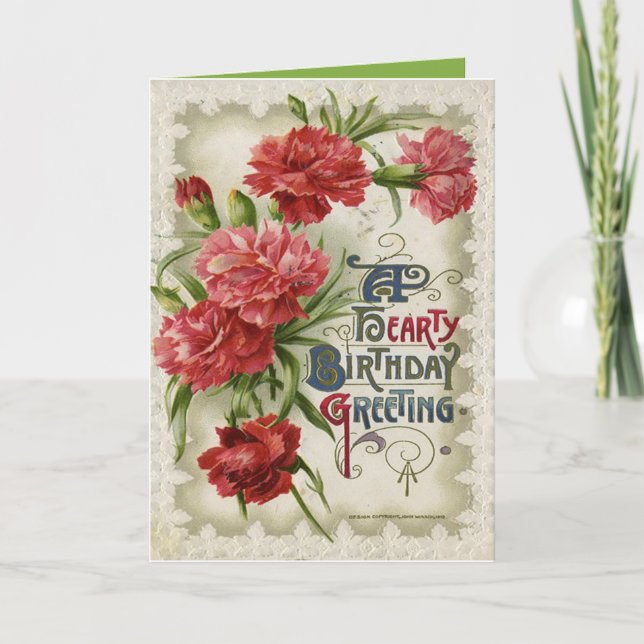 Cartão Vintage Floral Heart Birthday Card (Frente)