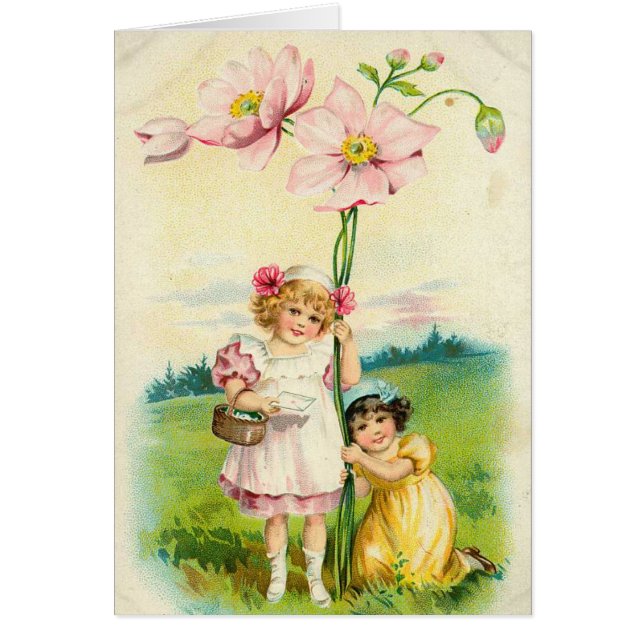 Cartão Vintage Flower Girls (Frente)