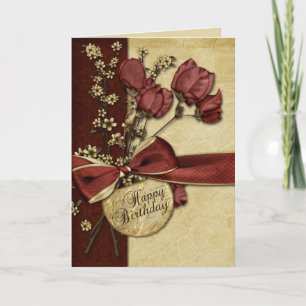 Cartão Vintage Flowers Birthday