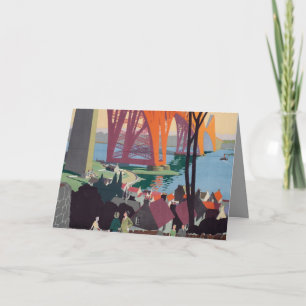Cartão Vintage Forth Bridge Scotland Folded Greeting Card