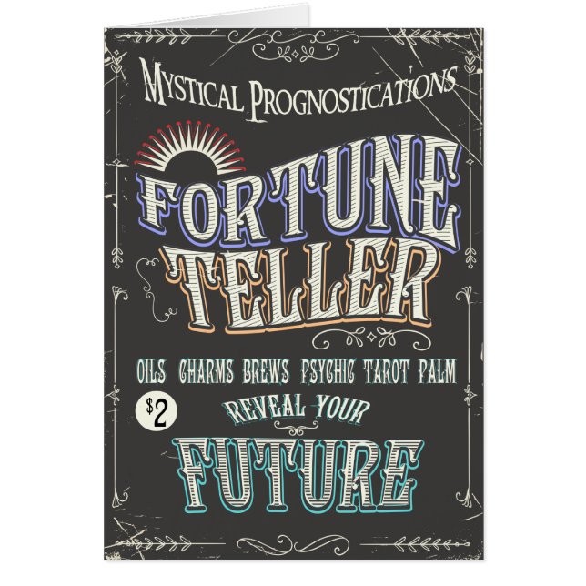 Cartão Vintage Fortune teller poster (Frente)