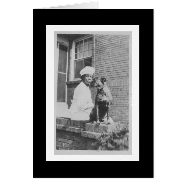 Cartão Vintage Fotografia Mulher e Cão (Frente)