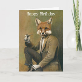 Cartão Vintage Fox Gentleman Birthday Card