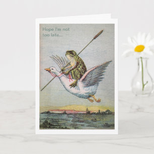Cartão Vintage frog goose late birthday greeting card
