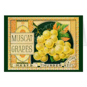 Cartão Vintage Fruta Crate Label Art, Muscat Graphics