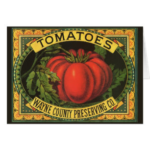 Cartão Vintage Fruta Crate Label Art, Wayne Co Tomates