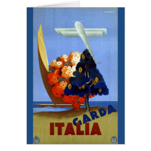 Cartão Vintage Garda Italy Europe Air Viagem