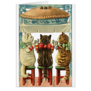 Cartão Vintage - gatinhos prontos para a torta do rato,