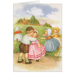 Cartão Vintage Georgie Porgie Madre Goose Rhymes