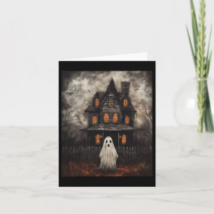 Cartão Vintage Ghost Haunted House Midnight Halloween Gho