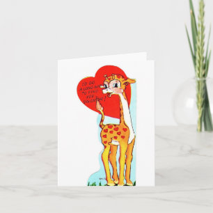 Cartão Vintage Giraffe Valentine