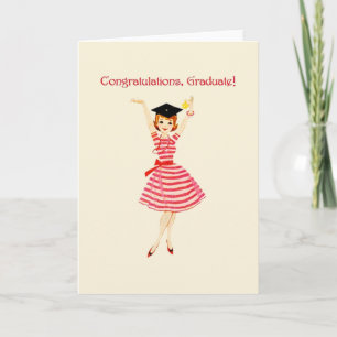 Cartão Vintage Girl Graduation Greeting Card