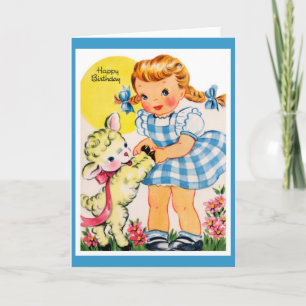 Cartão Vintage girl greeting card