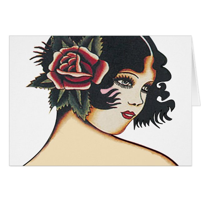 Cartão Vintage Girly Girl (Frente horizontal)