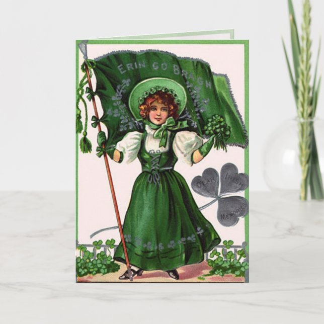 Cartão Vintage Green Saint Patrick's Day (Frente)