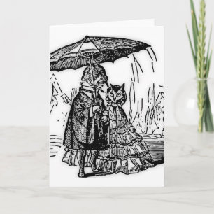 Cartão Vintage Greeting Cards with Victorian Dog and Cat