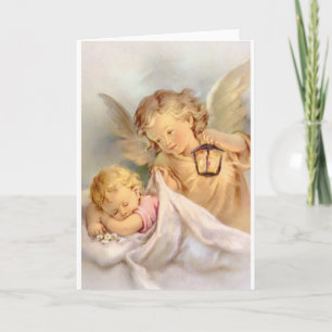 Cartão Vintage Guardian Angel E Baby Greeting Card