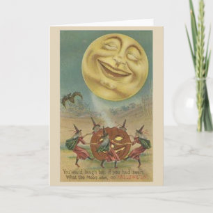 Cartão Vintage Halloween Art - Laughing Moon