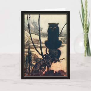 Cartão Vintage Halloween Arthur Rackham Black Cat