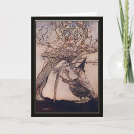 Cartão Vintage Halloween Arthur Rackham Witch