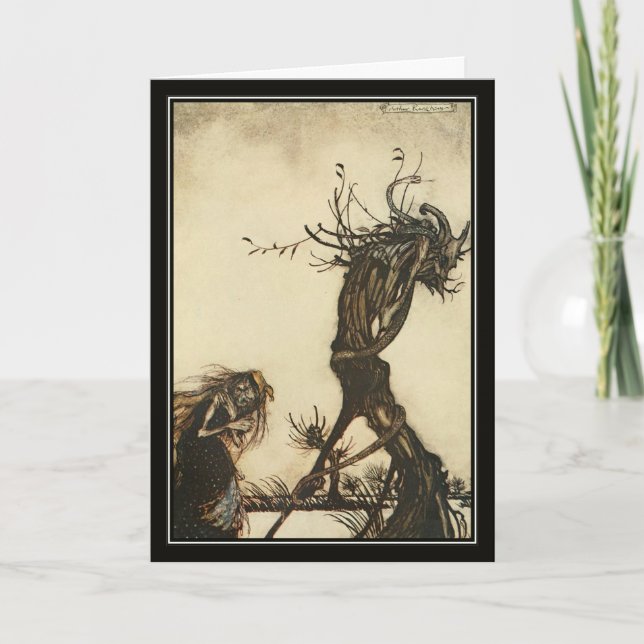Cartão Vintage Halloween Arthur Rackham Witch (Frente)