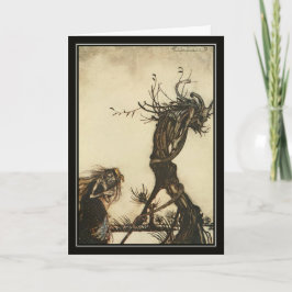 Cartão Vintage Halloween Arthur Rackham Witch