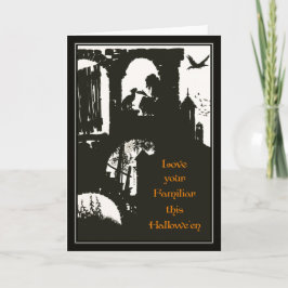 Cartão Vintage Halloween Arthur Rackham Witch + Black Cat