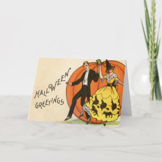 Cartão Vintage Halloween - Casal de dança -