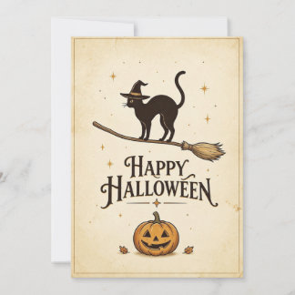 Cartão Vintage Halloween Cat