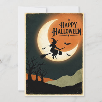 Cartão Vintage Halloween Moon