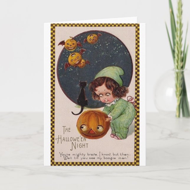 Cartão Vintage Halloween Night Greeting Card (Frente)