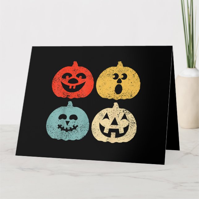 Cartão Vintage Halloween Pumpkin Women, Men, Kids, Funny (Frente)