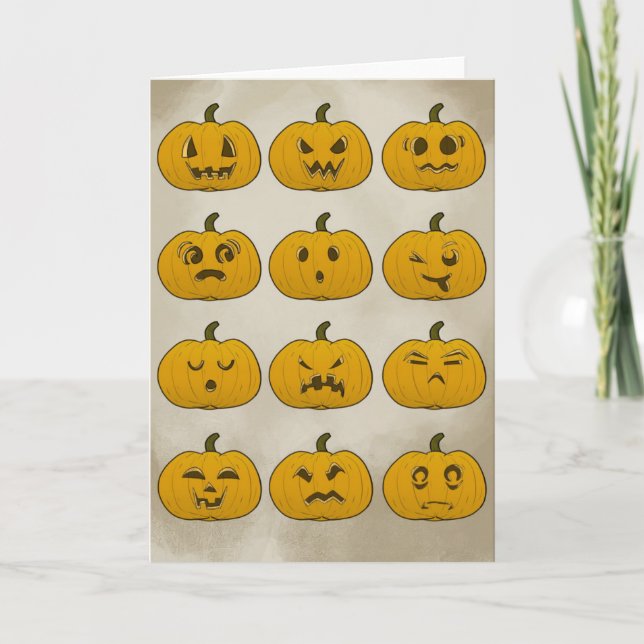 Cartão Vintage Halloween Pumpkins Folheto (Frente)