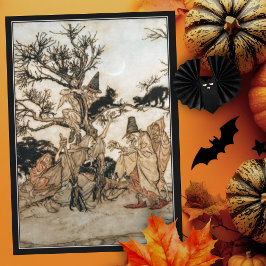 Cartão Vintage Halloween Spooky Witch Arthur Rackham
