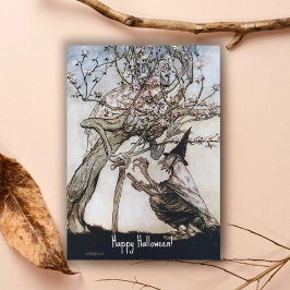 Cartão Vintage Halloween Spooky Witch Arthur Rackham