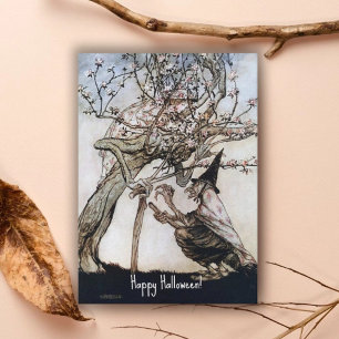 Cartão Vintage Halloween Spooky Witch Arthur Rackham