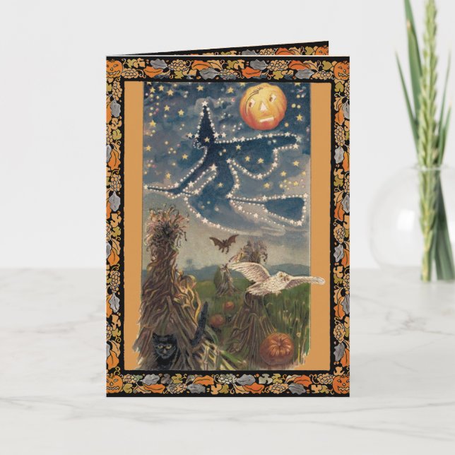 Cartão Vintage Halloween Starry Night Card (Frente)