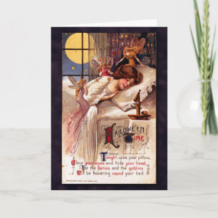 Cartão Vintage Halloween Time Faeries Sleeping Girl