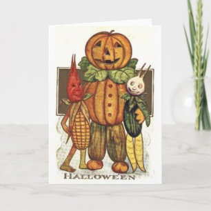 Cartão Vintage Halloween Veggies