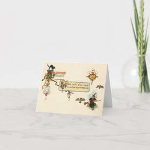 Cartão Vintage Hallowe'en Warnings Greeting Card