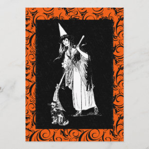 Cartão Vintage Halloween Witch