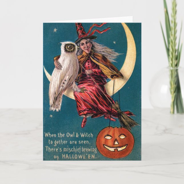 Cartão Vintage Halloween Witch (Frente)