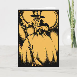 Cartão Vintage Halloween Witch Greeting Card