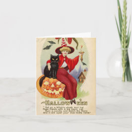 Cartão Vintage Halloween Witness e Black Cat