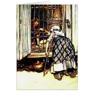 Cartão Vintage Hansel e conto de fadas de Gretel