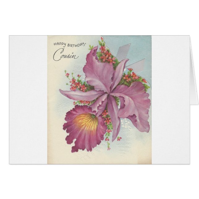 Cartão Vintage Happy Birthday Cousin (Frente Horizontal)