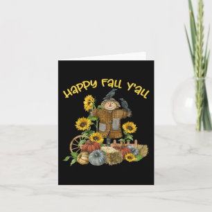 Cartão Vintage Happy Fall Y Scarecrow Graças Ha