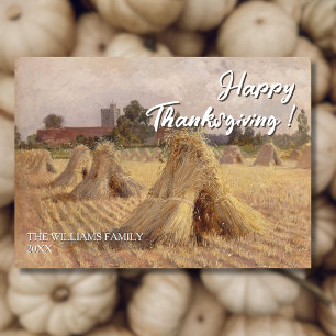 Cartão Vintage Happy Thankanding Corn Stooks, Igreja Bray