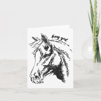 Cartão Vintage Hay Girl. Horse Show Saltando Ridin Ociden