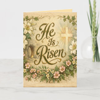 Cartão Vintage He Is Risen Customized Easter Card